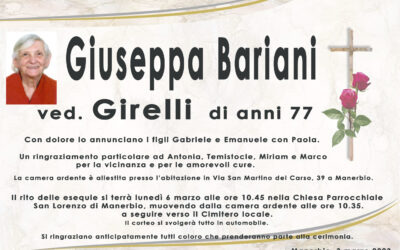 Esequie Signora Giuseppa Bariani