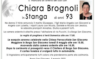 Esequie Signora Chiara Brognoli
