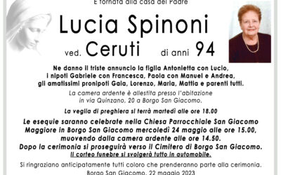 Esequie Signora Lucia Spinoni
