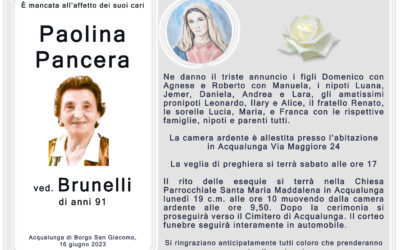 Esequie Signora Paolina Pancera