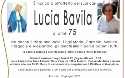 Esequie Signora Lucia Bavila