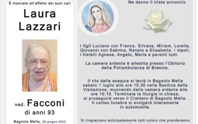 Esequie Signora Laura Lazzari