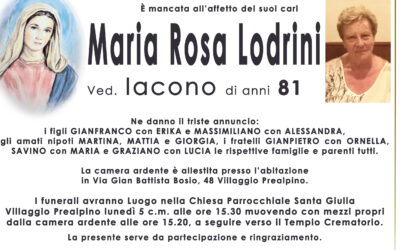 Esequie Signora Maria Rosa Lodrini