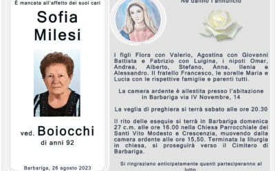 Esequie Signora Sofia Milesi