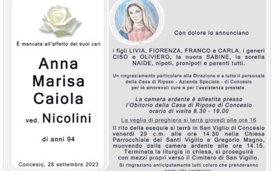 Esequie Signora Anna Marisa Caiola