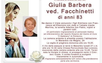 Esequie Signora Giulia Barbera
